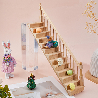 2Pcs 2 Styles Wooden Ladder Miniature Ornaments AJEW-DC0003-52-1