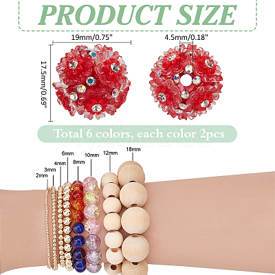 12Pcs 6 Colors Handmade Polymer Clay Beads CLAY-PH0002-10-1
