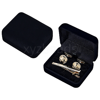 Portable Travel Velvet Jewelry Organizer Cases for Tie Clips CON-WH0089-248-1