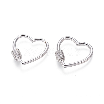 Brass Micro Pave Cubic Zirconia Screw Carabiner Lock Charms ZIRC-I031-12P-1