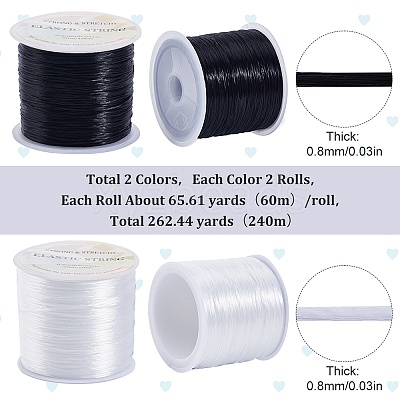 2 Rolls 2 Colors Flat Elastic Crystal String EW-SC0001-04-1