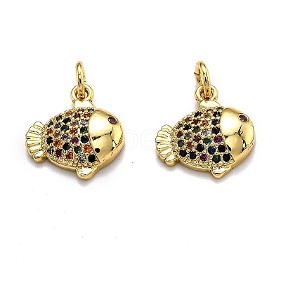 Brass Micro Pave Cubic Zirconia Pendants ZIRC-O039-04G-1