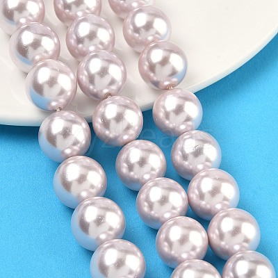 Electroplated Shell Pearl Beads Strands BSHE-G041-12mm-06-1