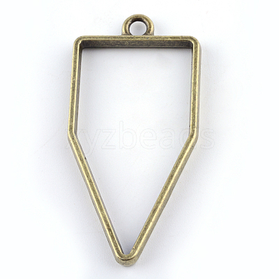 Rack Plating Alloy Polygon Open Back Bezel Pendants PALLOY-S047-10F-FF-1