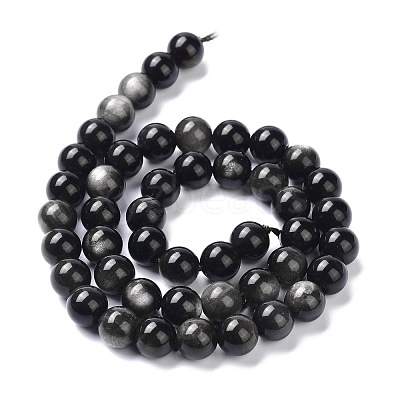 Natural Silver Obsidian Beads Strands G-D083-01B-1