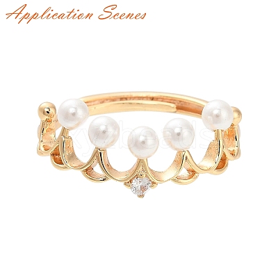Brass Micro Clear Cubic Zirconia Adjustable Ring Settings KK-T062-238G-1