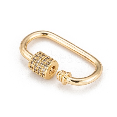 Brass Micro Pave Clear Cubic Zirconia Screw Carabiner Lock Charms ZIRC-T010-10-1