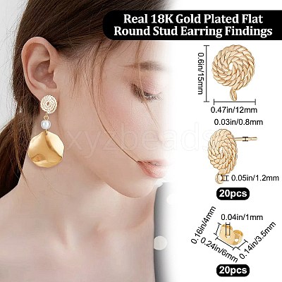 20Pcs Brass Stud Earring Findings KK-BBC0007-06-1