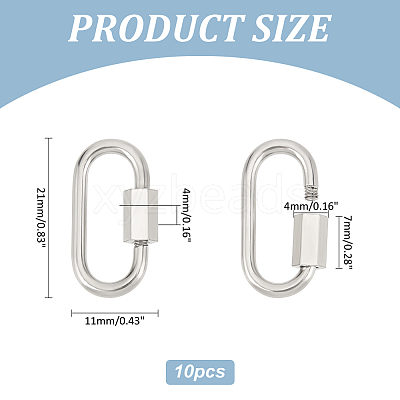 10Pcs 304 Stainless Steel Screw Carabiner Lock Charms STAS-UN0058-40P-1