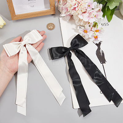 Big Bowknot Polyester Alligator Hair Clips AJEW-CP0008-42B-04-1