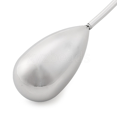 304 Stainless Steel Teardrop Pendant Open Cuff Necklaces for Women NJEW-R003-02P-02-1