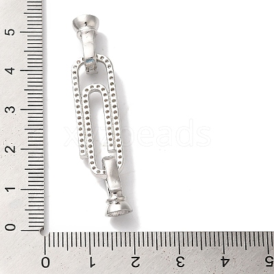 Paperclip Rack Plating Brass Micro Pave Clear Cubic Zirconia Fold Over Clasps KK-A225-08P-1