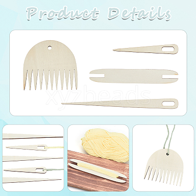 1Bag Plywood Wooden Weaving Looms Kit TOOL-CY0001-05-1