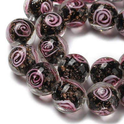 Handmade Gold Sand Lampwork Beads Strands LAMP-OC0001-53A-1