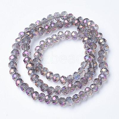 Electroplate Transparent Glass Beads Strands EGLA-A034-T6mm-G05-1