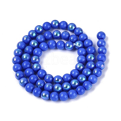 Electroplate Opaque Glass Beads Strands EGLA-Q132-6MM-01C-15-1