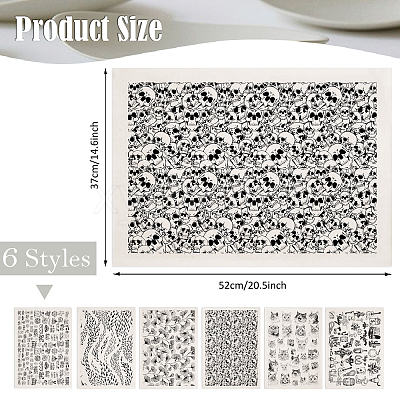 6Pcs 6 Styles Paper Ceramic Decals DIY-SD0002-07E-1