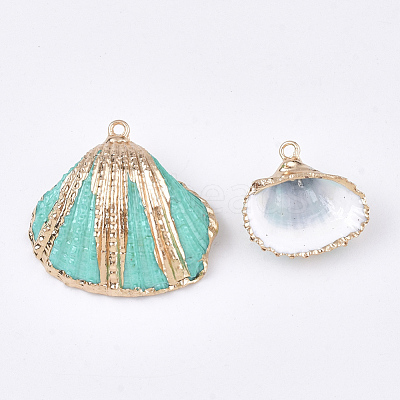 Spray Paint & Electroplate Sea Shell Pendants SSHEL-S262-09C-1