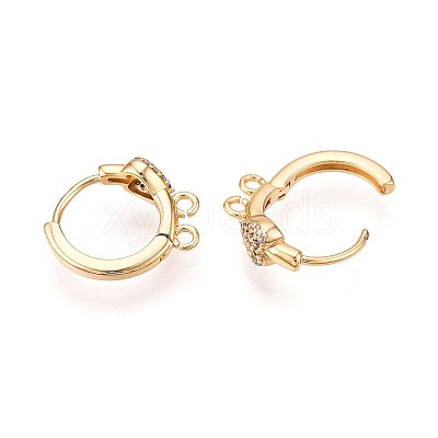 Brass Micro Pave Cubic Zirconia Hoop Earring Finding KK-N261-45G-1