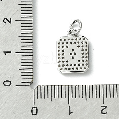 Rack Plating Brass Micro Pave Clear Cubic Zirconia Charms KK-G501-01O-P-1