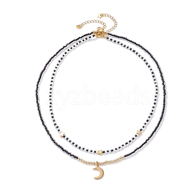 Star & Moon Pendant Necklaces Set for Teen Girl Women NJEW-JN03738-01-1