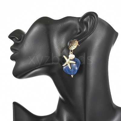 304 Stainless Steel & Acrylic & Natural Pearl Stud Dangle Earrings EJEW-JE07446-02-1