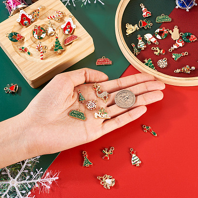 40Pcs 20 Style Christmas Rack Plating Alloy Enamel Pendants ENAM-TA0001-54-1