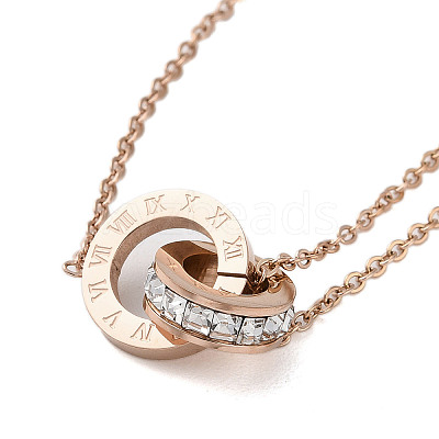 Roman Numerals Stainless Steel Link Bracelets BJEW-L689-01RG-1
