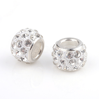 Polymer Clay Rhinestone European Beads X-CPDL-T001-16-1