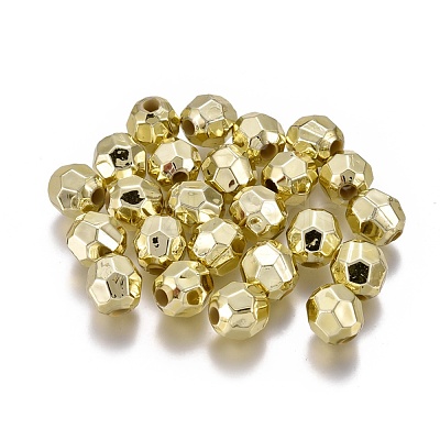 Plating Plastic Acrylic Faceted Round Beads PACR-L002-8mm-G-1