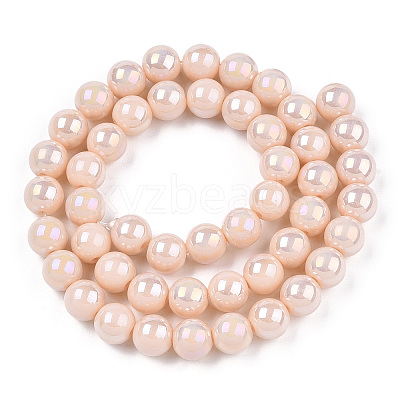 Electroplate Opaque Glass Beads Strands X-GLAA-T032-P10mm-AB09-1