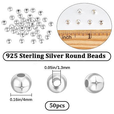 Round 925 Sterling Silver Beads STER-BBC0005-39D-1