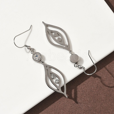 304 Stainless Steel Leaf Dangle Earrings Hand Polished EJEW-Z129-13P-1