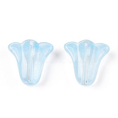 Spray Painted Transparent Glass Beads GLAA-D006-20G-1