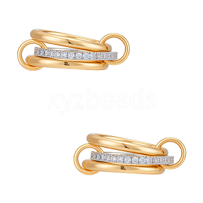 2Pcs Stainless Steel Micro Pave Cubic Zirconia Finger Rings RJEW-UN0003-10A-1