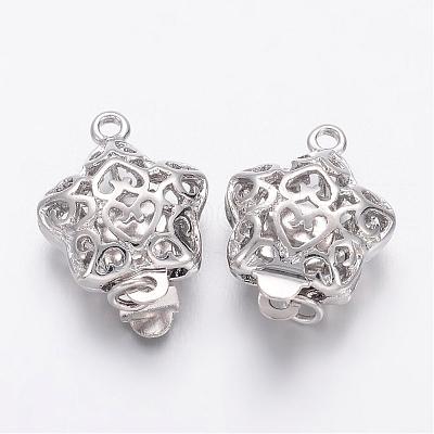 Filigree Star Brass Box Clasps KK-F0182-P-NF-1