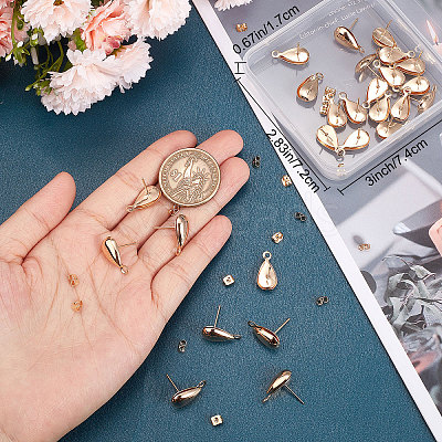 30Pcs Brass Stud Earring Findings KK-BBC0005-04-1
