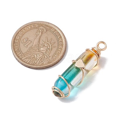 Glass Brass Pendants PALLOY-JF02563-1