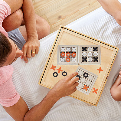 3 Sets 3 Colors Wood Tic Tac Toe Board Game AJEW-NB0005-35-1