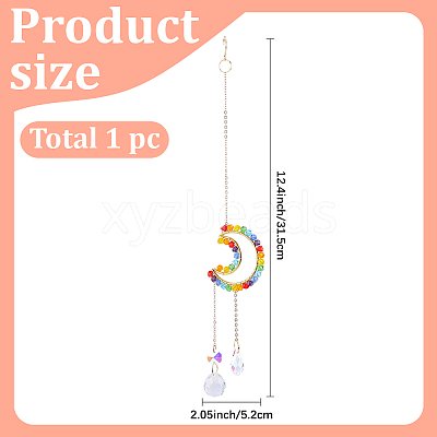 1Pc Colorful Glass Beaded Woven Net Suncatchers AJEW-CY0001-95B-1