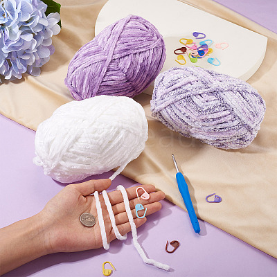3 Rolls Polyester Chenille Wool Yarn OCOR-MB0001-06A-1