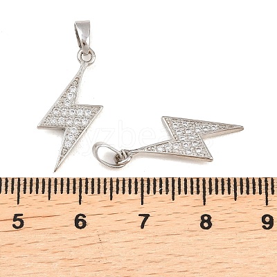 Lightning Bolt Brass Micro Pave Cubic Zirconia Pendants KK-K109-26P-1