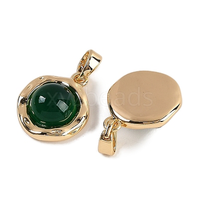 Natural Green Onyx Agate(Dyed & Heated) Pendants KK-P283-53G-02-1