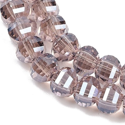 Electroplate Transparent Glass Beads Strands EGLA-B011-08A-PL01-1