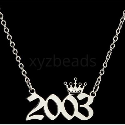 Crown Birth Year 201 Stainless Steel Pendant Necklaces for Women FS-WG4E8F2-64-1