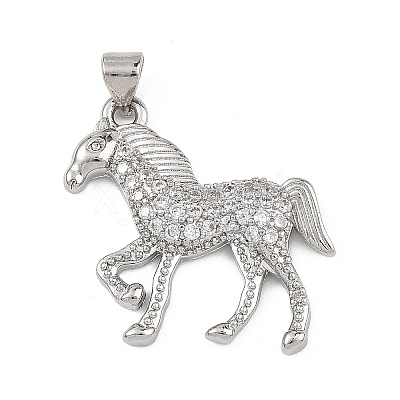 Brass Micro Pave Clear Cubic Zirconia Pendants KK-B177-12P-1