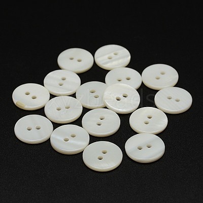 2-Hole Shell Flat Round Buttons BUTT-P012-12-1