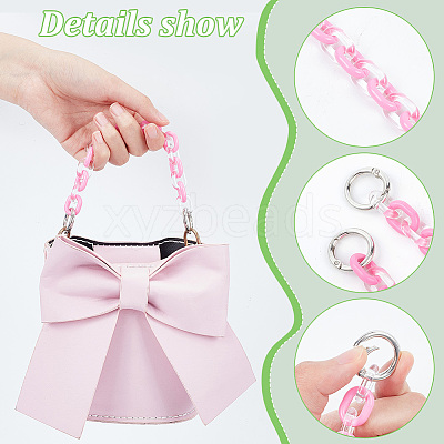 6Pcs 6 Colors Acrylic Cable Chain Short Bag Straps FIND-WR0009-21-1
