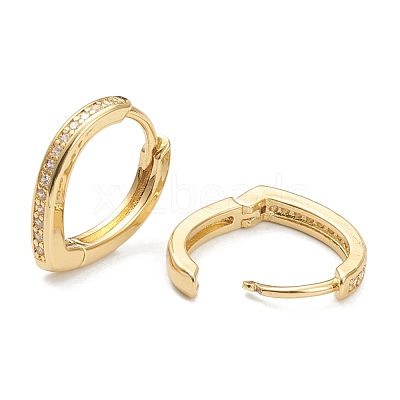 Brass Micro Pave Clear Cubic Zirconia Huggie Hoop Earrings EJEW-A058-26-1