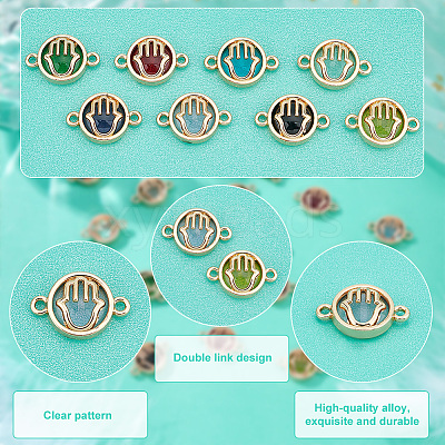 32Pcs 7 colors Glass Connector Charms GLAA-AR0001-29-1
